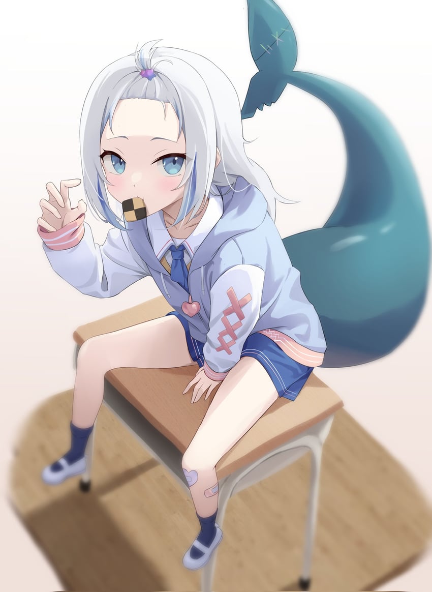 gawr gura (hololive and 1 more) drawn by nikoneko