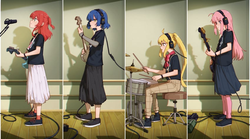 gotoh hitori, kita ikuyo, ijichi nijika, and yamada ryo (bocchi the rock!) drawn by jl_tan