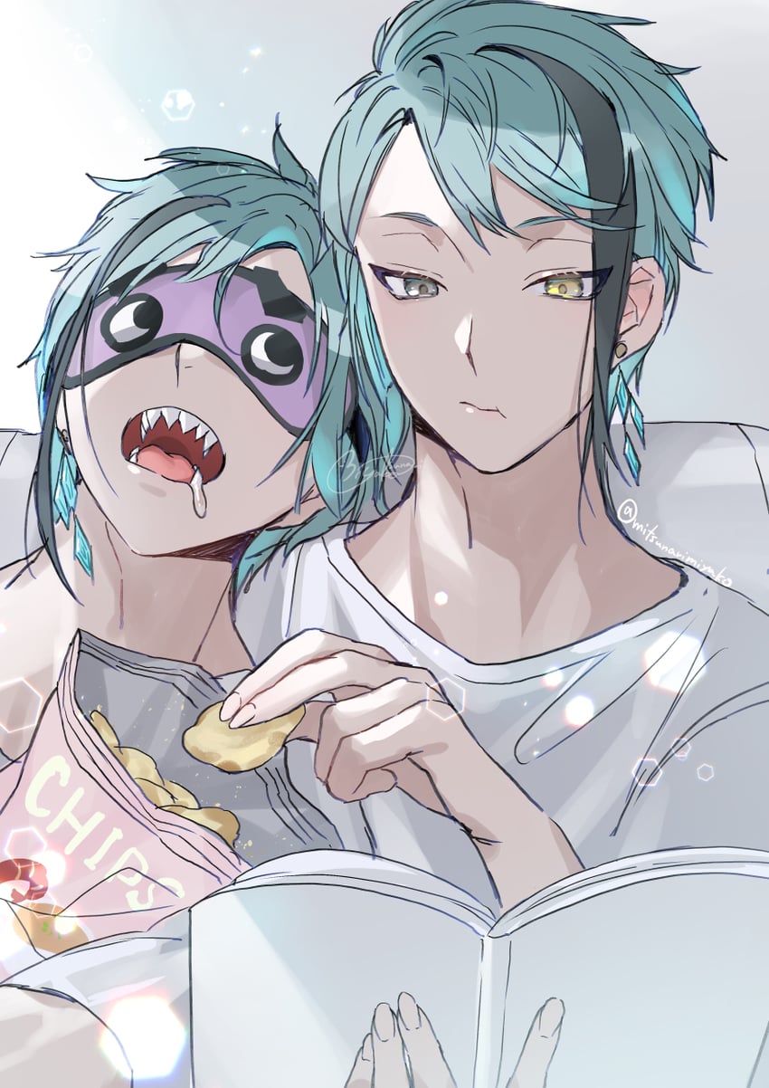 floyd leech and jade leech (twisted wonderland) drawn by mitsunari_miyako