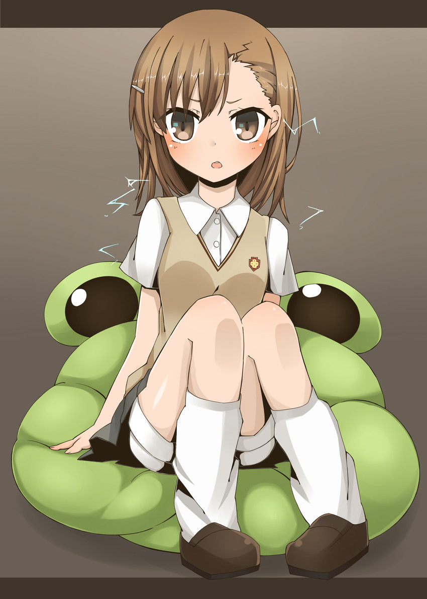 misaka mikoto and gekota (toaru majutsu no index and 1 more) drawn by kyouka_(tibamayu)