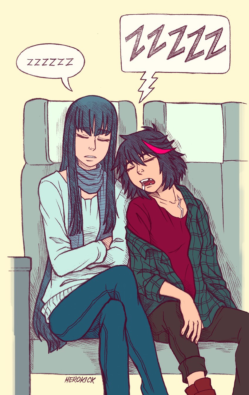 matoi ryuuko and kiryuuin satsuki (kill la kill) drawn by herokick
