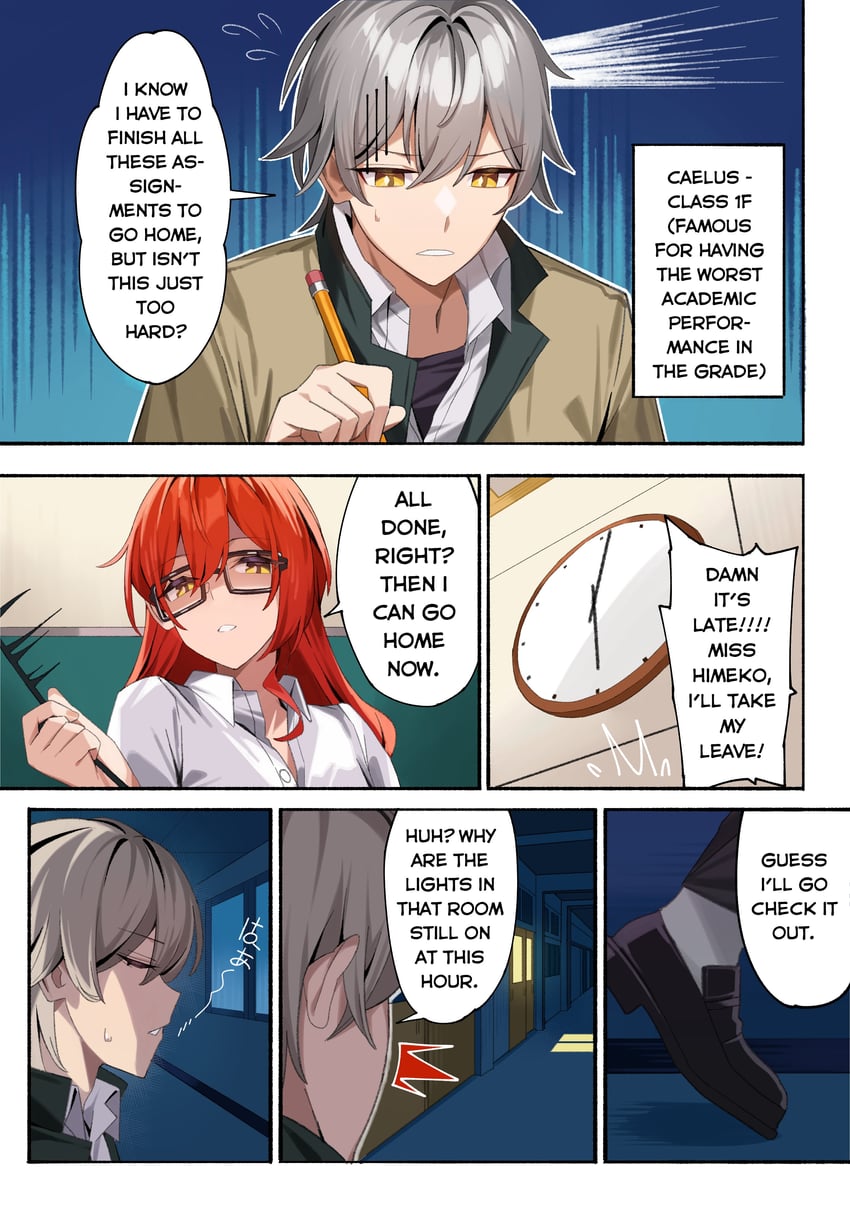 trailblazer, caelus, and himeko (honkai and 1 more) drawn by heta