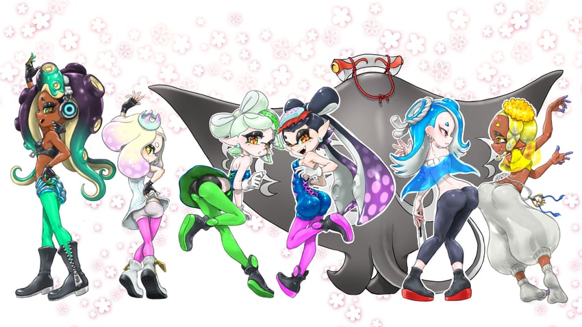 callie, marie, shiver, marina, frye, and 2 more (splatoon and 3 more) drawn by koharu2.5