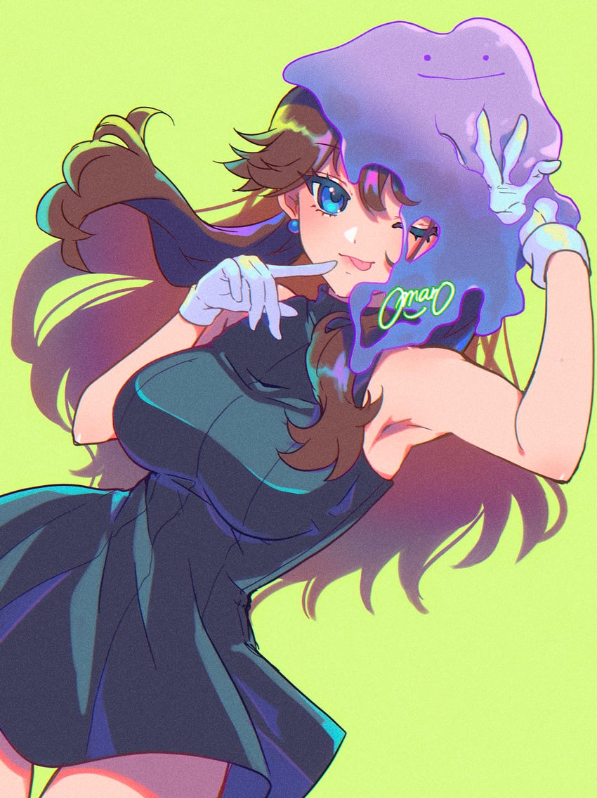 green and ditto (pokemon and 1 more) drawn by mokorei