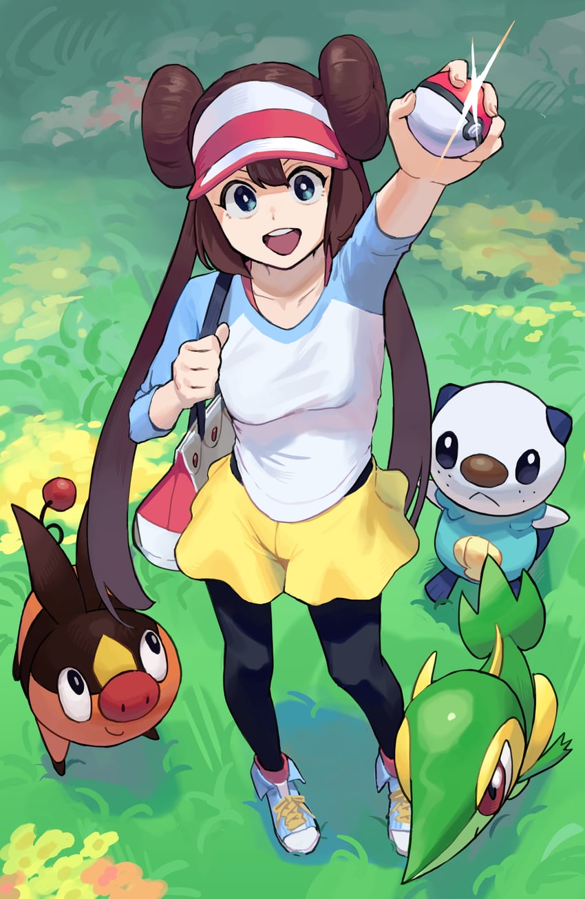 rosa, oshawott, snivy, and tepig (pokemon and 1 more) drawn by some1else45