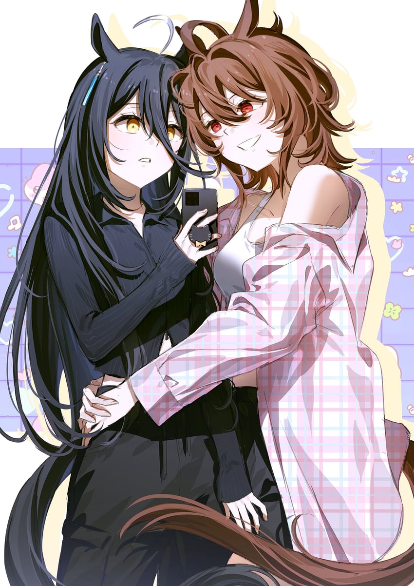 agnes tachyon and manhattan cafe (umamusume) drawn by duck_sal
