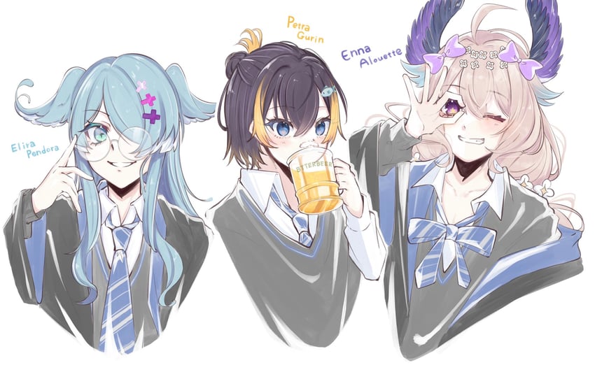 elira pendora, enna alouette, and petra gurin (nijisanji and 3 more) drawn by yukishiro_(boma_winter)