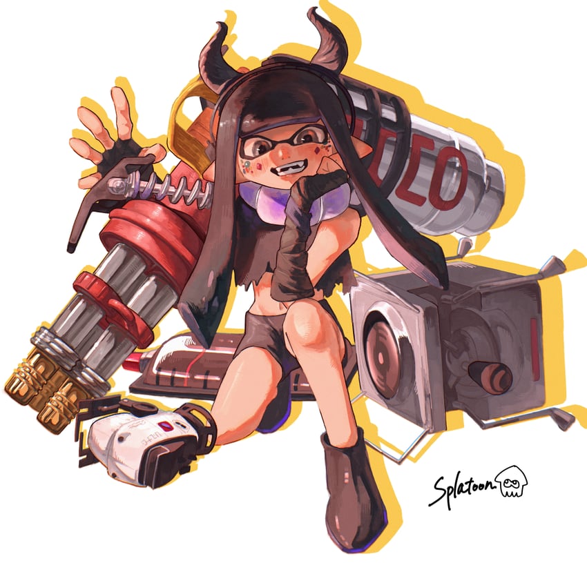 inkling player character and inkling girl (splatoon and 1 more) drawn by sorede_(s0rdneee16)