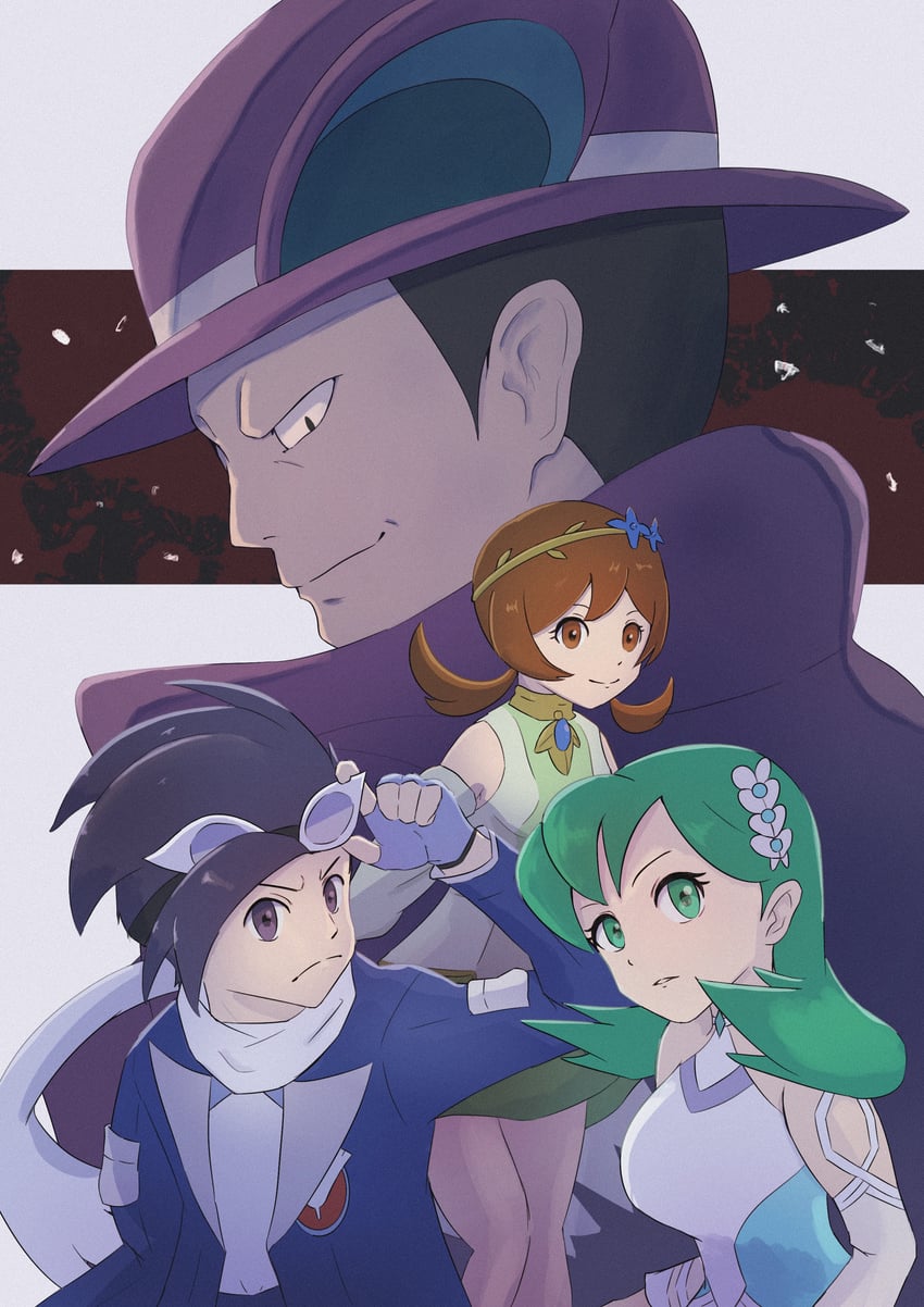ethan, lyra, kris, and giovanni (pokemon and 1 more) drawn by uyoto