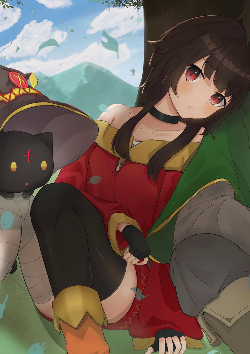 megumin, satou kazuma, and chomusuke (kono subarashii sekai ni shukufuku wo!) drawn by sayu_(user_yjsz2885)