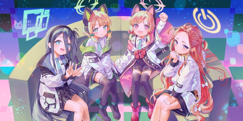 aris, momoi, midori, and yuzu (blue archive) drawn by yu1_na12