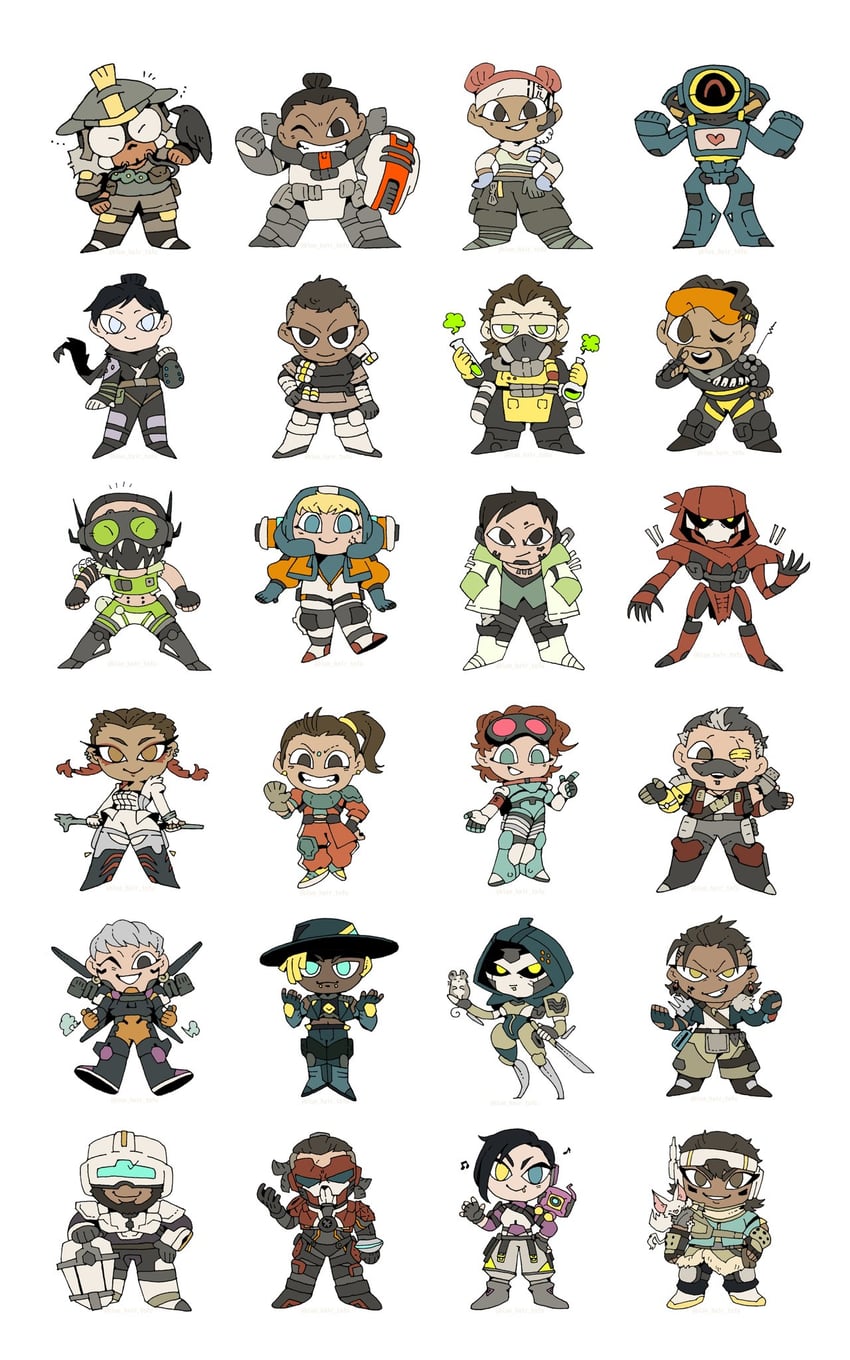 wattson, wraith, crypto, octane, valkyrie, and 23 more (apex legends and 1 more) drawn by aokami_headphone