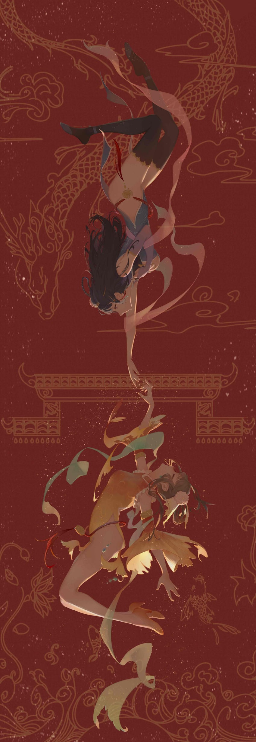 pan long and koi (honkai and 1 more) drawn by meichu