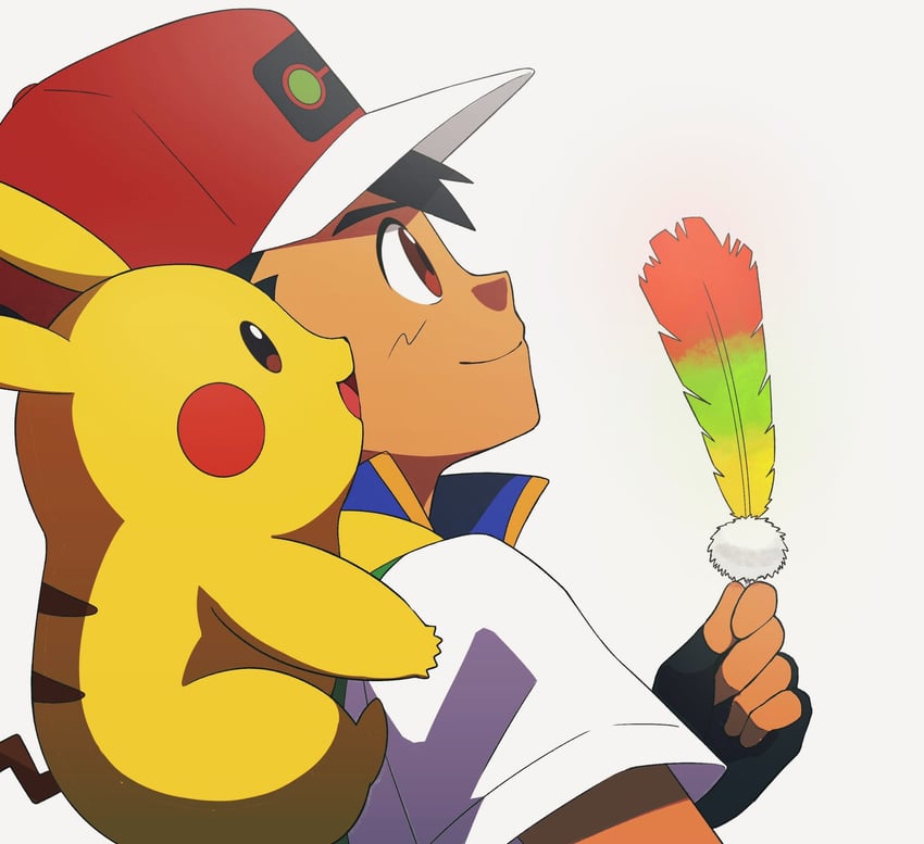 pikachu and ash ketchum (pokemon and 1 more) drawn by jeri20