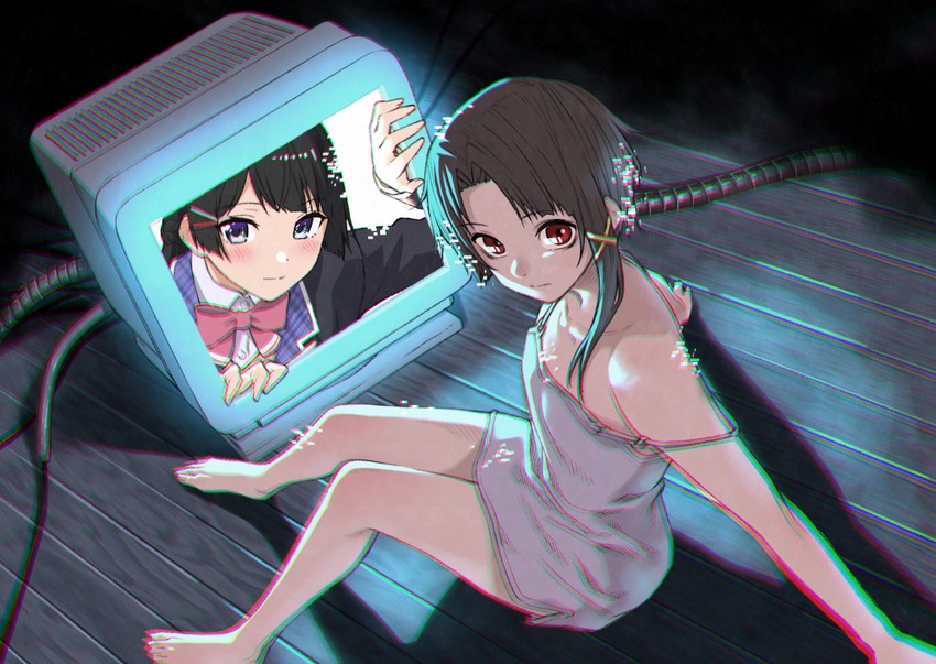 tsukino mito and iwakura lain (nijisanji and 1 more) drawn by ice_reizou