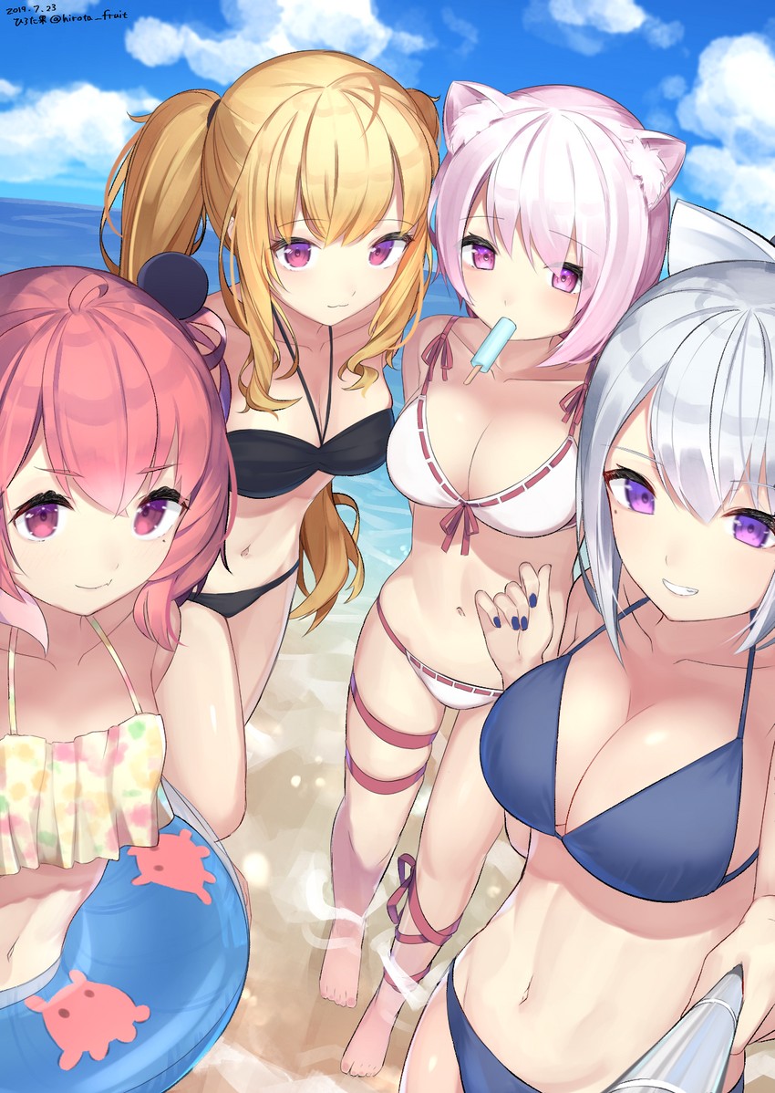 higuchi kaede, shiina yuika, sasaki saku, and takamiya rion (nijisanji) drawn by hirota_fruit