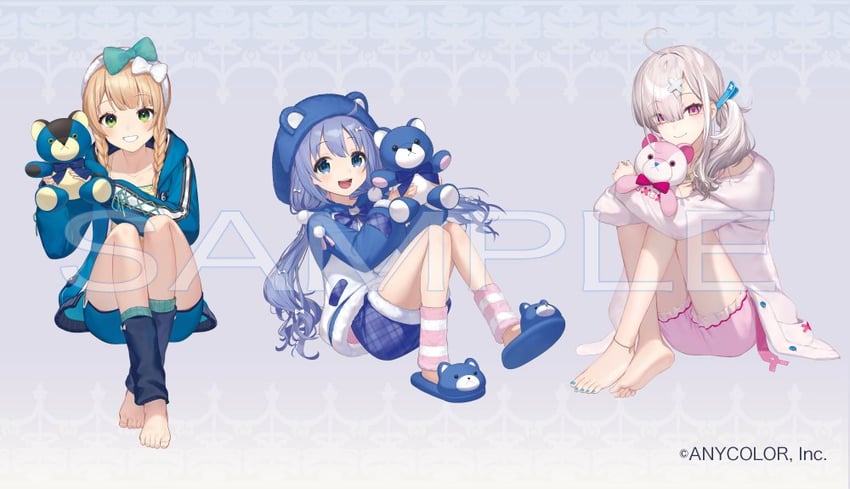 sukoya kana, yuuki chihiro, and kaburaki roco (nijisanji) drawn by tsunakawa