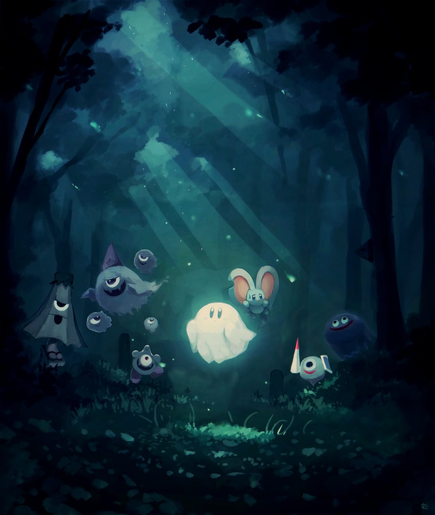 kirby, gooey, elfilin, spookstep, ghost knight, and 5 more (kirby and 1 more) drawn by suyasuyabi
