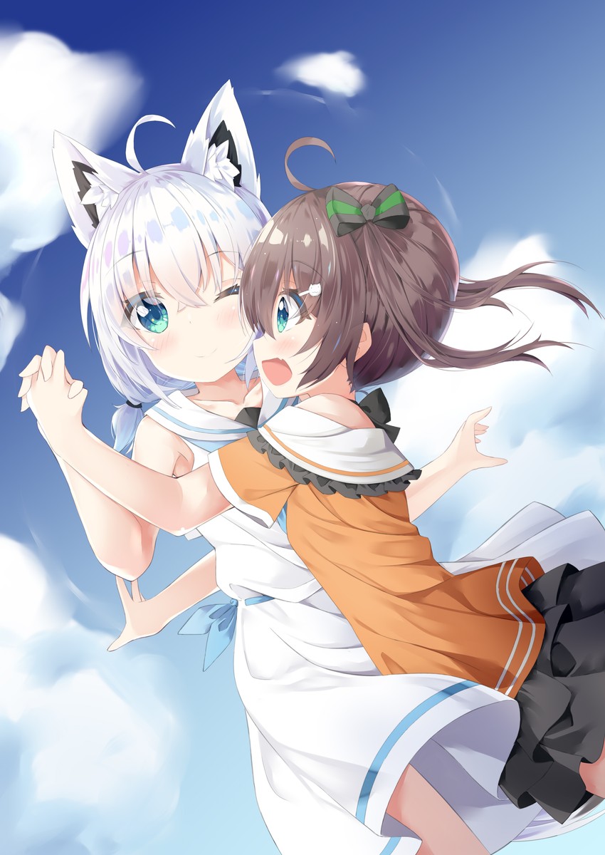 shirakami fubuki and natsuiro matsuri (hololive) drawn by lr_(last_remote_514)