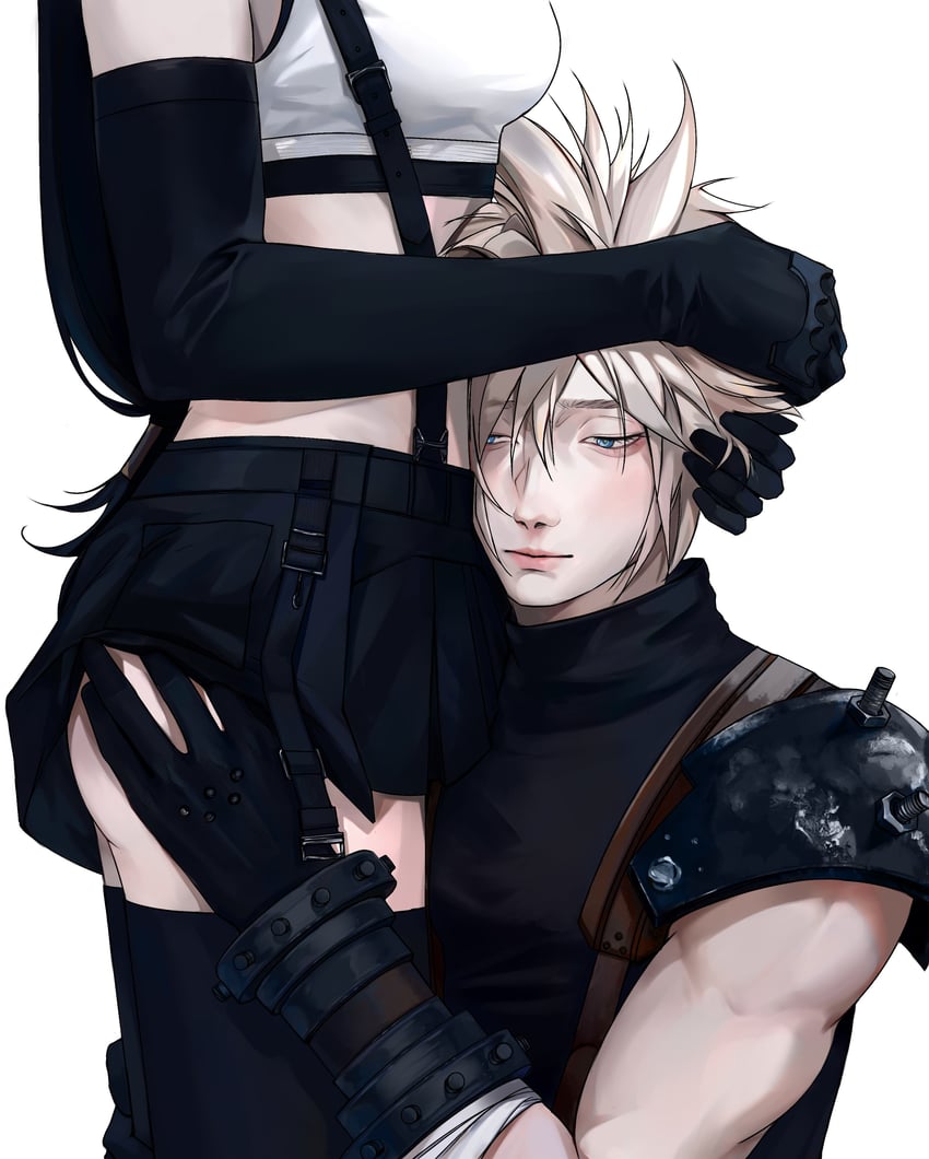 tifa lockhart and cloud strife (final fantasy and 2 more) drawn by van'mu_knowledge