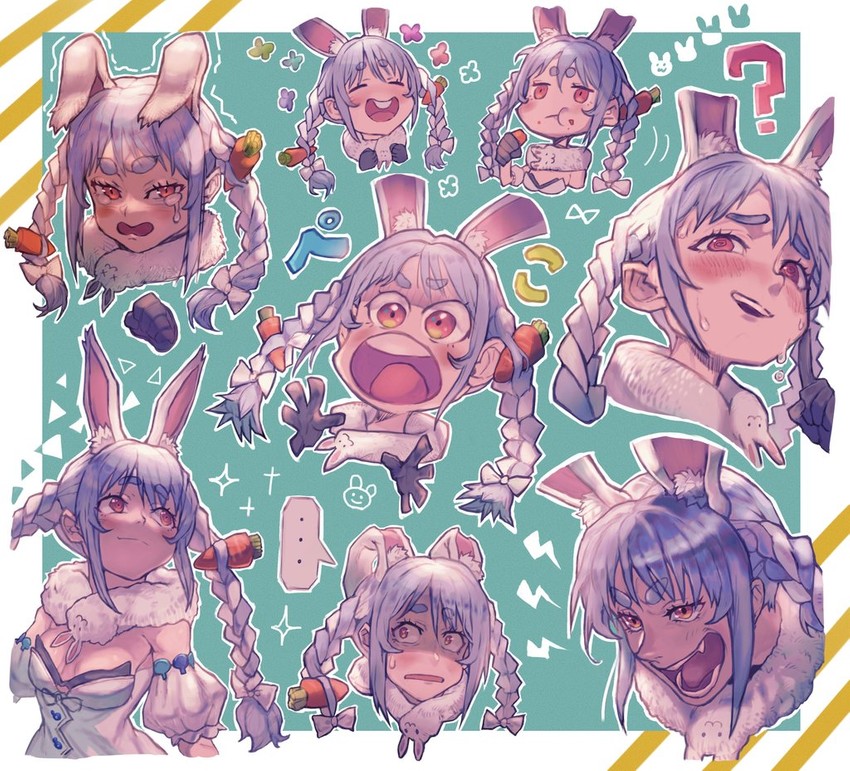 usada pekora and don-chan (hololive) drawn by reomenka