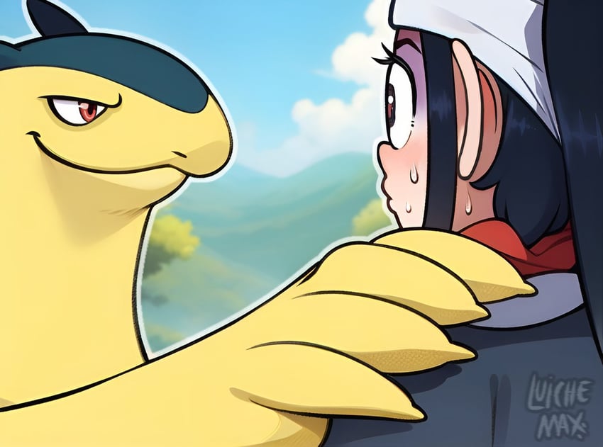 akari and typhlosion (pokemon and 2 more) drawn by luichemax