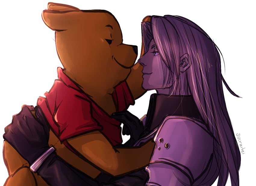 sephiroth and pooh (final fantasy and 2 more) drawn by suiraitei