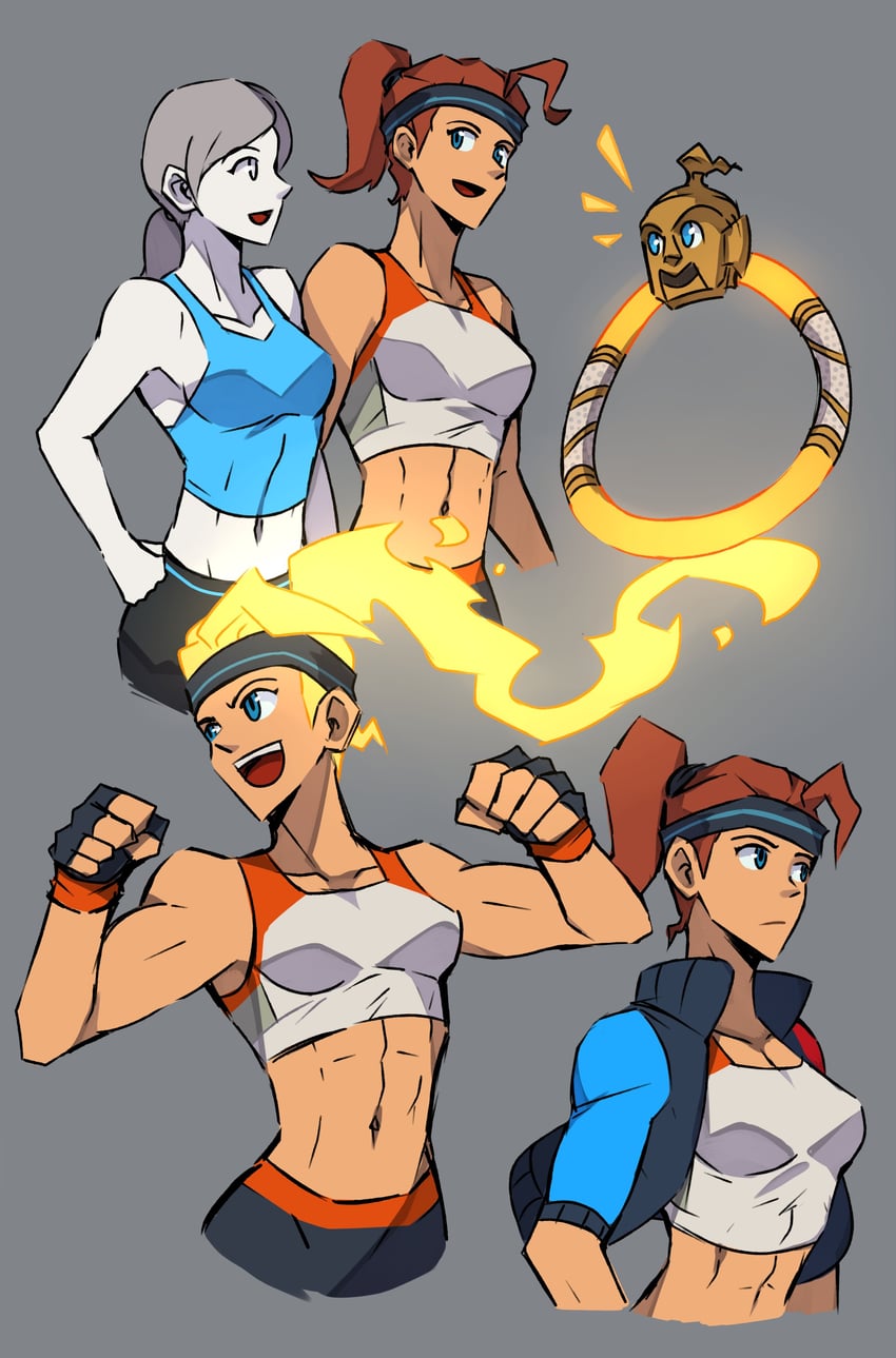 wii fit trainer, ring fit trainee, and ring (ring fit adventure and 1 more) drawn by aark0
