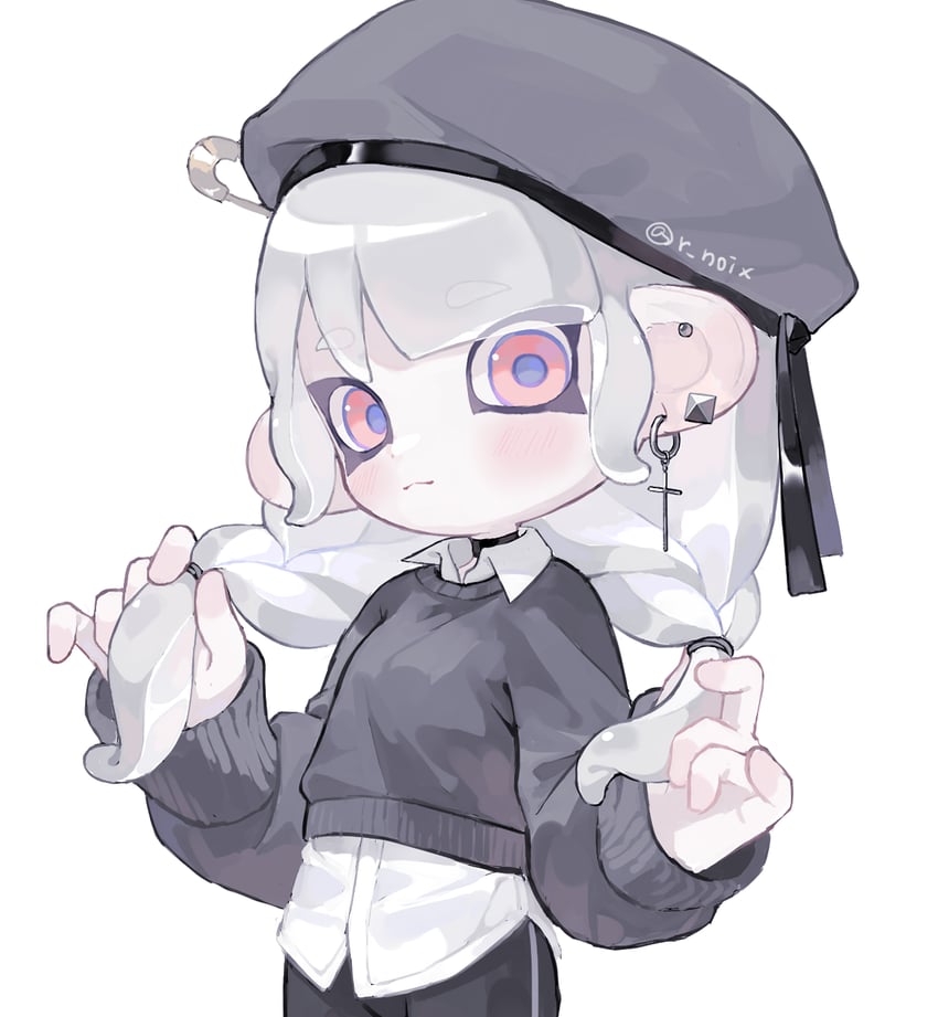 octoling player character and octoling girl (splatoon) drawn by myon_rio