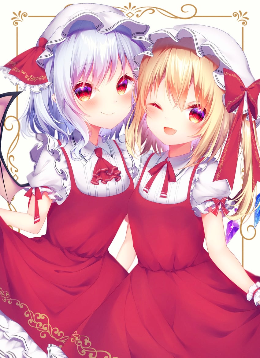 remilia scarlet and flandre scarlet (touhou) drawn by koharu_hiyorii