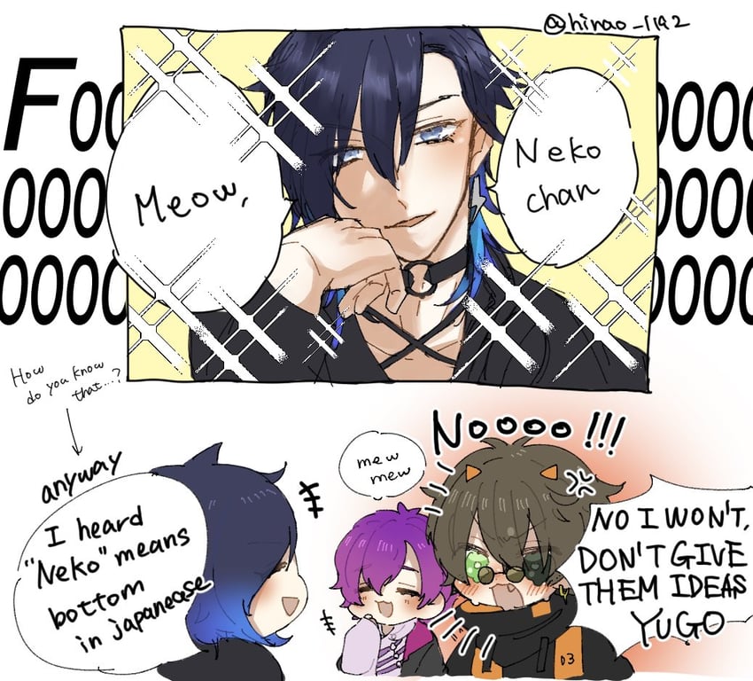 alban knox, uki violeta, and yugo asuma (nijisanji and 1 more) drawn by hinao_1192