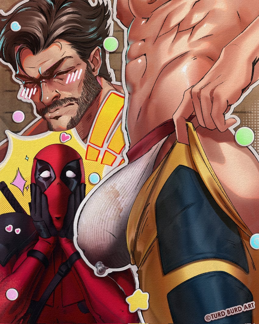 wolverine and deadpool (marvel and 4 more) drawn by nekotine_art