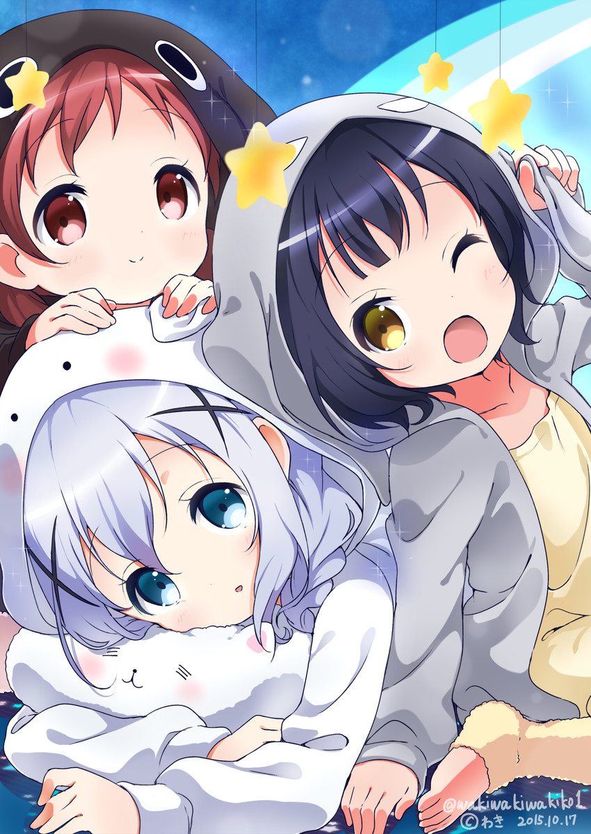 kafuu chino, tippy, jouga maya, natsu megumi, anko, and 1 more (gochuumon wa usagi desu ka?) drawn by neki_(wakiko)