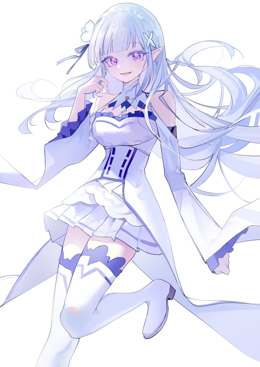 emilia (re:zero kara hajimeru isekai seikatsu) drawn by luozhou_pile