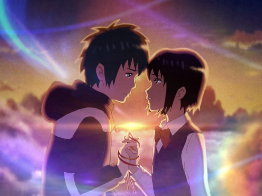 miyamizu mitsuha and tachibana taki (kimi no na wa.) drawn by sunday-offline