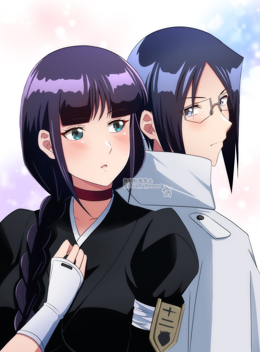 kurotsuchi nemu and ishida uryuu (bleach) drawn by blue_w_moon
