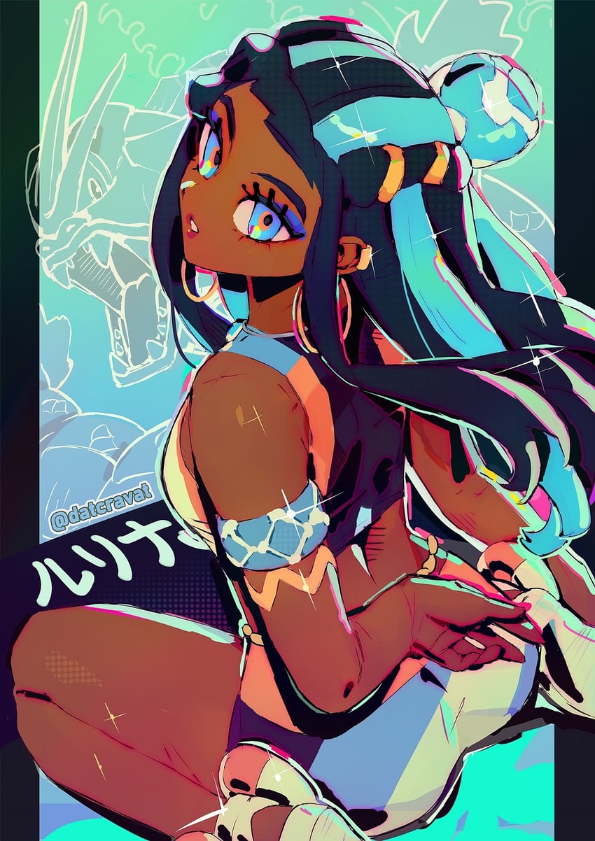 nessa and gyarados (pokemon and 1 more) drawn by datcravat