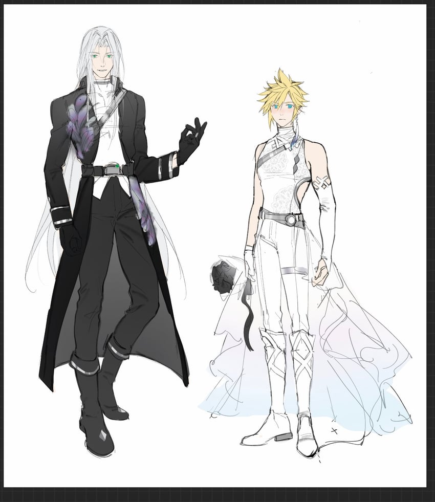 cloud strife and sephiroth (final fantasy and 1 more) drawn by xianyu314