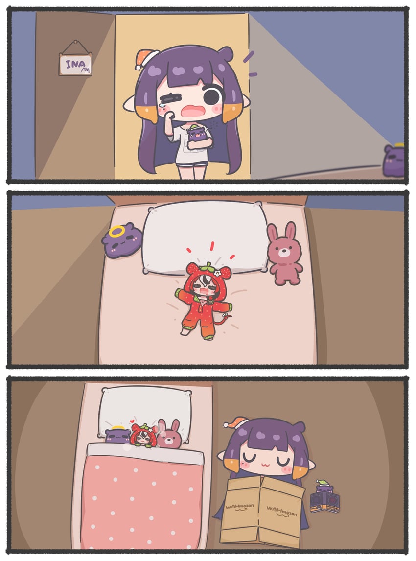 ninomae ina'nis, takodachi, ao-chan, and hakos baelz (hololive and 2 more) drawn by mpien