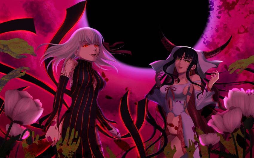 matou sakura, sessyoin kiara, and dark sakura (fate and 3 more) drawn by iroha_(milktea4039)