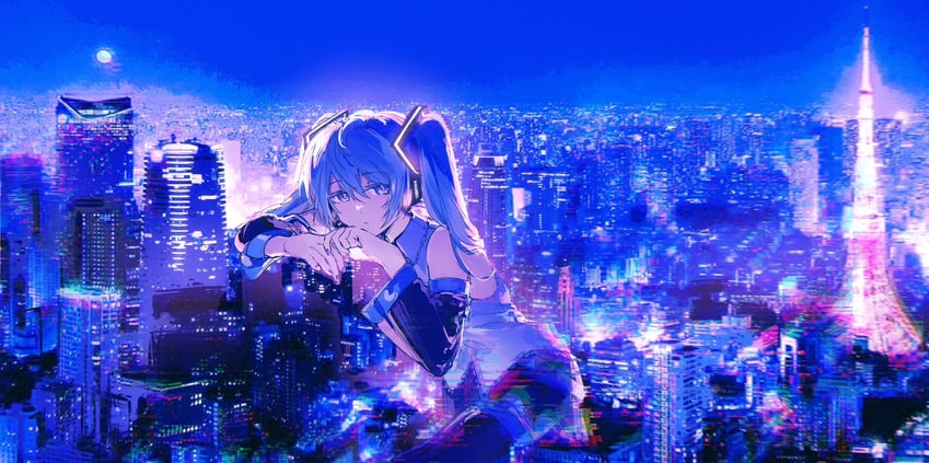 hatsune miku (vocaloid and 1 more) drawn by caicried