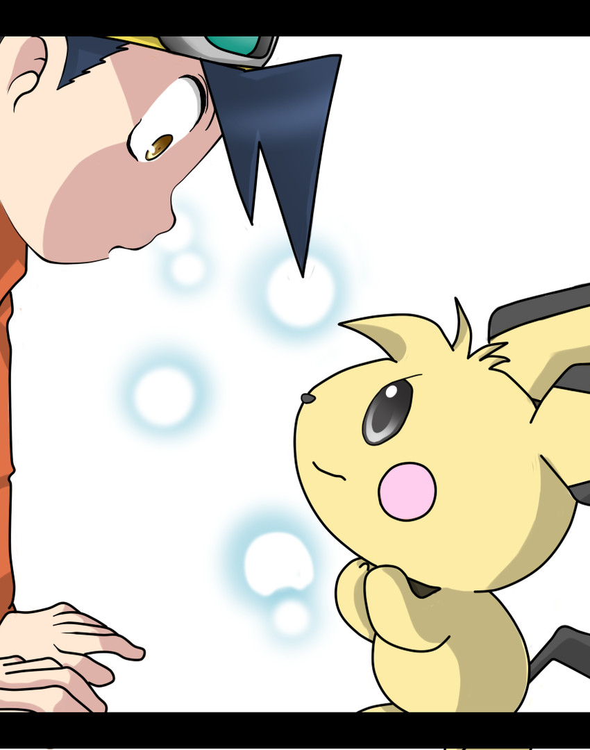 ethan, pichu, and pibu (pokemon and 1 more) drawn by rinatsu_(kitarou8623)