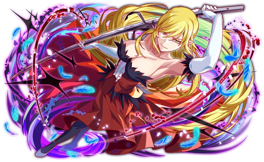 oshino shinobu and kiss-shot acerola-orion heart-under-blade (monogatari and 1 more)
