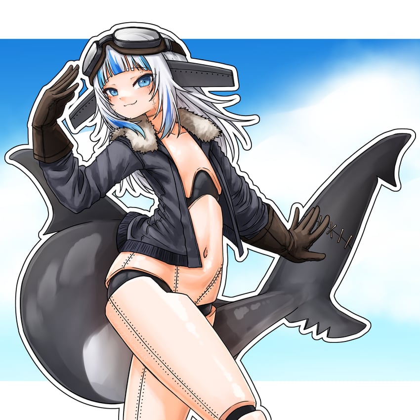 gawr gura (hololive and 1 more) drawn by superfann