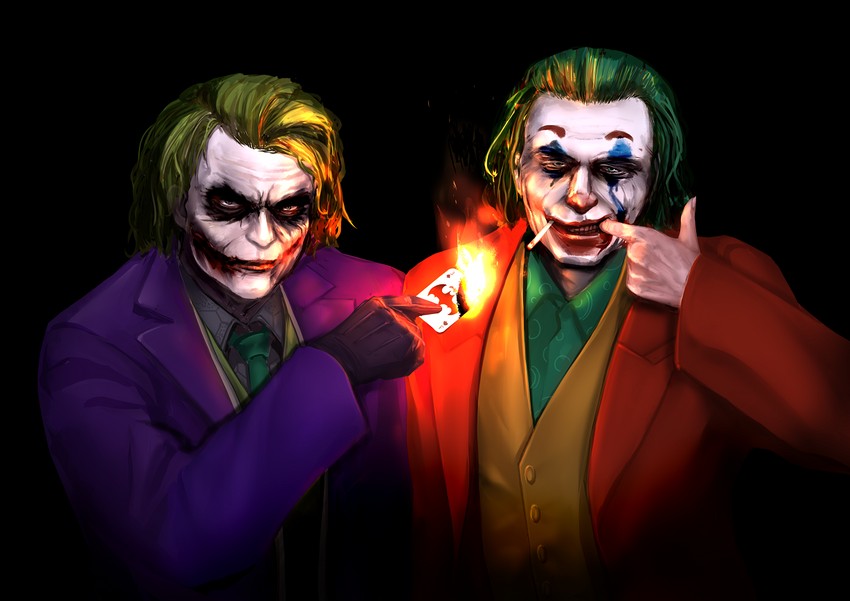joker, arthur fleck, and heath ledger (dc comics and 3 more) drawn by hoshikuzu_kizuna_(kizuna_stardust)