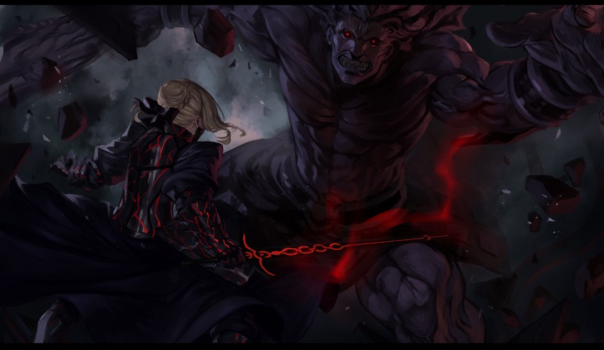 artoria pendragon, saber alter, and heracles (fate and 2 more) drawn by peperon_(peperou)