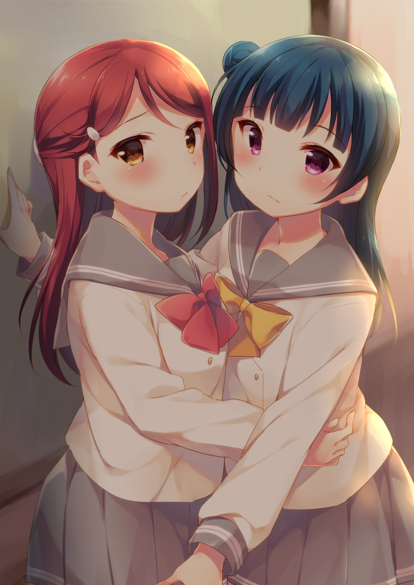 tsushima yoshiko and sakurauchi riko (love live! and 1 more) drawn by hazuki_(sutasuta)