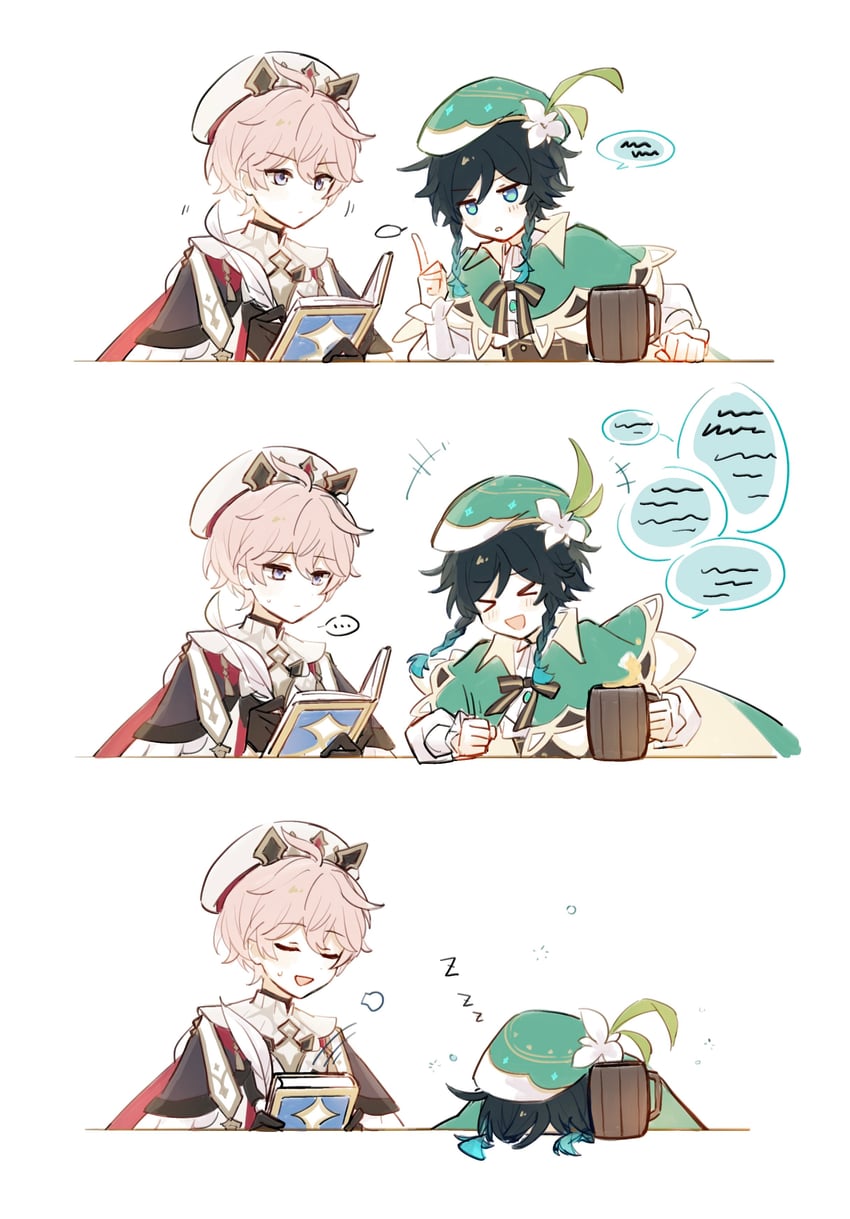 venti and dahlia (genshin impact) drawn by huhu_norii