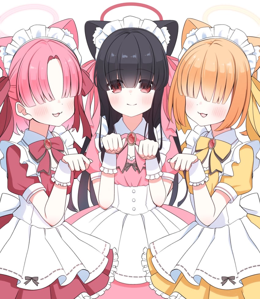 justice task force member, chlorella observation club member, and shanhaijing secondary school student (blue archive) drawn by petako_(ptpt_k)