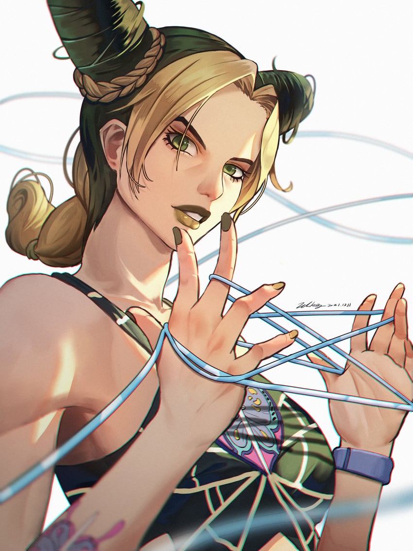 kujo jolyne and stone free (jojo no kimyou na bouken and 1 more) drawn by lclkey